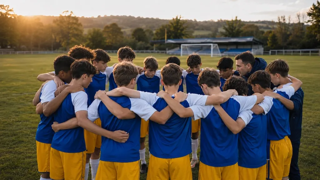 Sussex Schools County Representative players together in a team huddle.